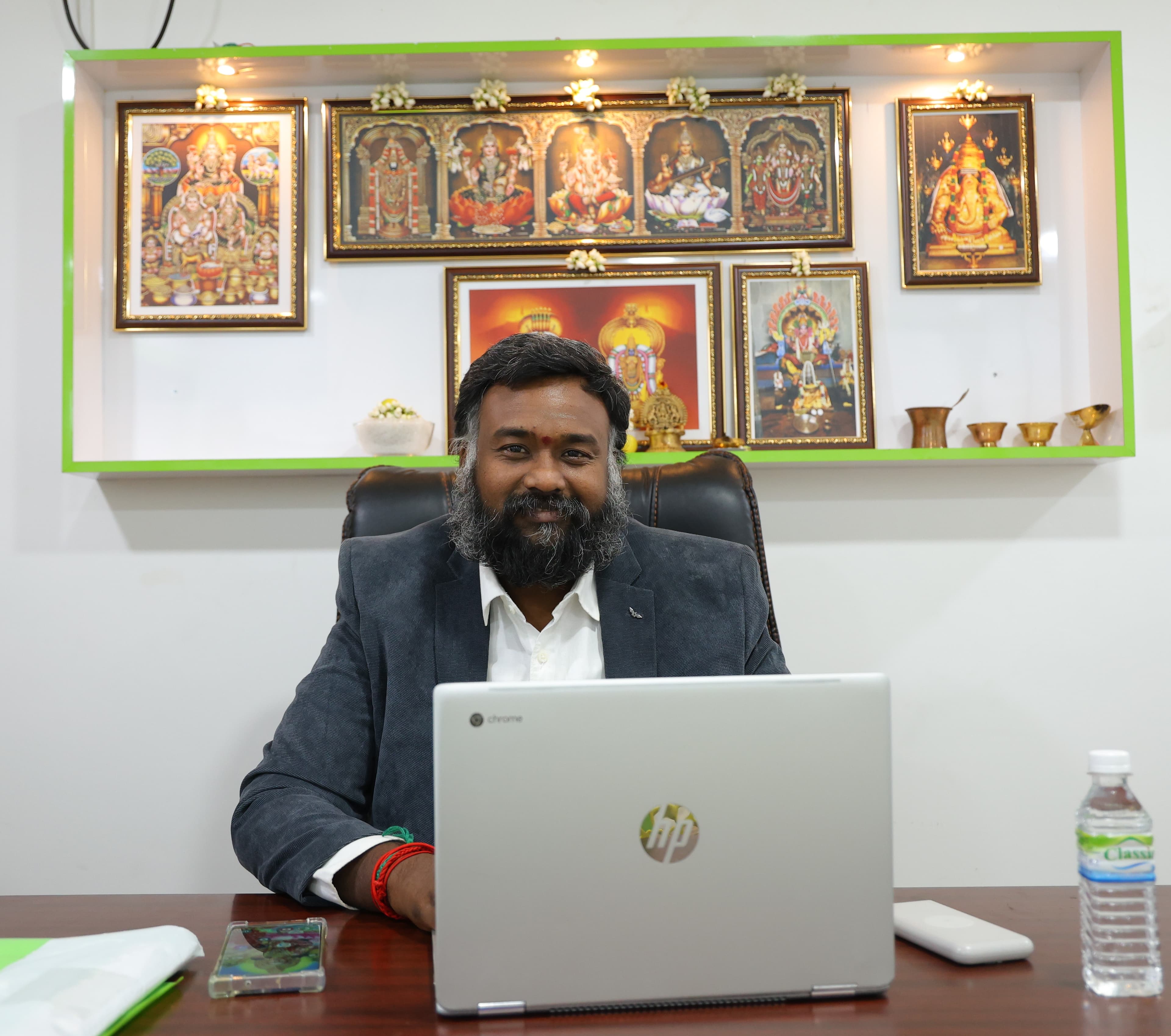 R.M. Madhan Kumar, Founder & Overseas Education Mentor, at his desk